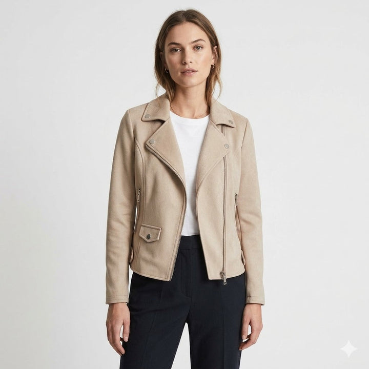 Slim Zip Moto Jacket For Women