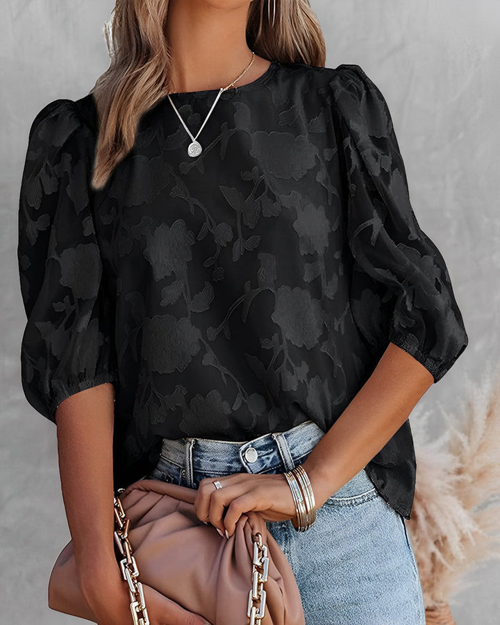 Floral Puff Sleeve Blouse For Women