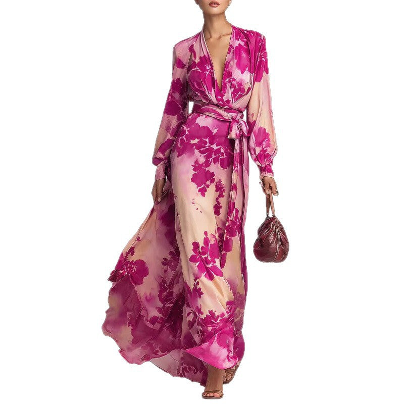 Floral Chiffon Maxi Dress For Women