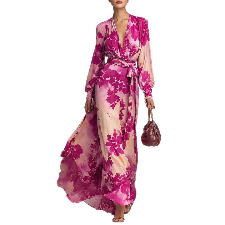 Floral Chiffon Maxi Dress For Women
