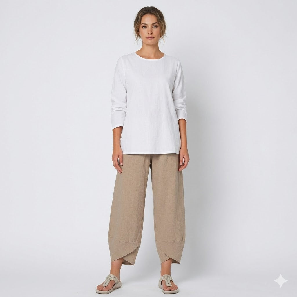 Relaxed Linen Blend Pants For Women