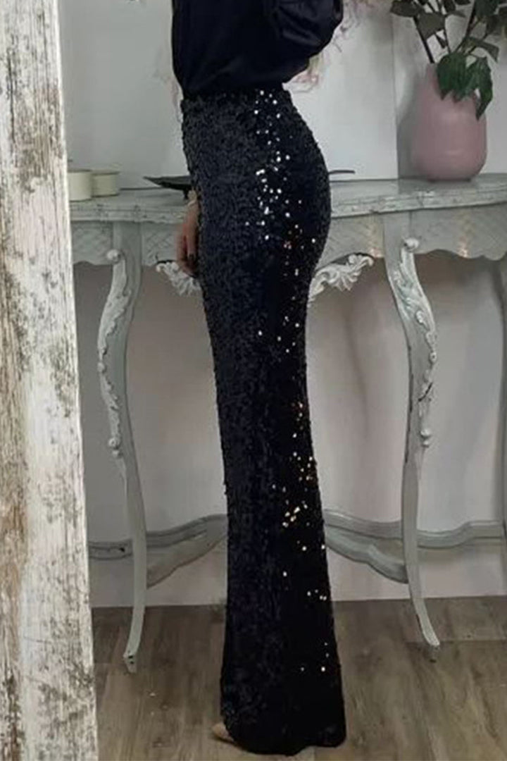 Sequin Straight-Leg Party Pants For Women