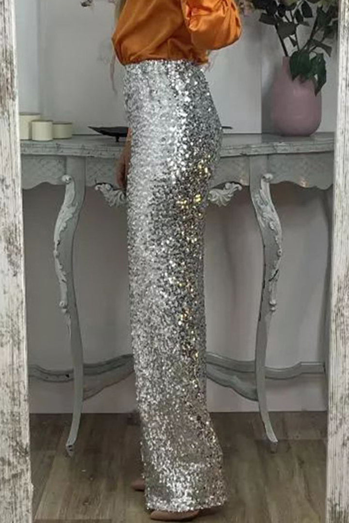 Sequin Straight-Leg Party Pants For Women