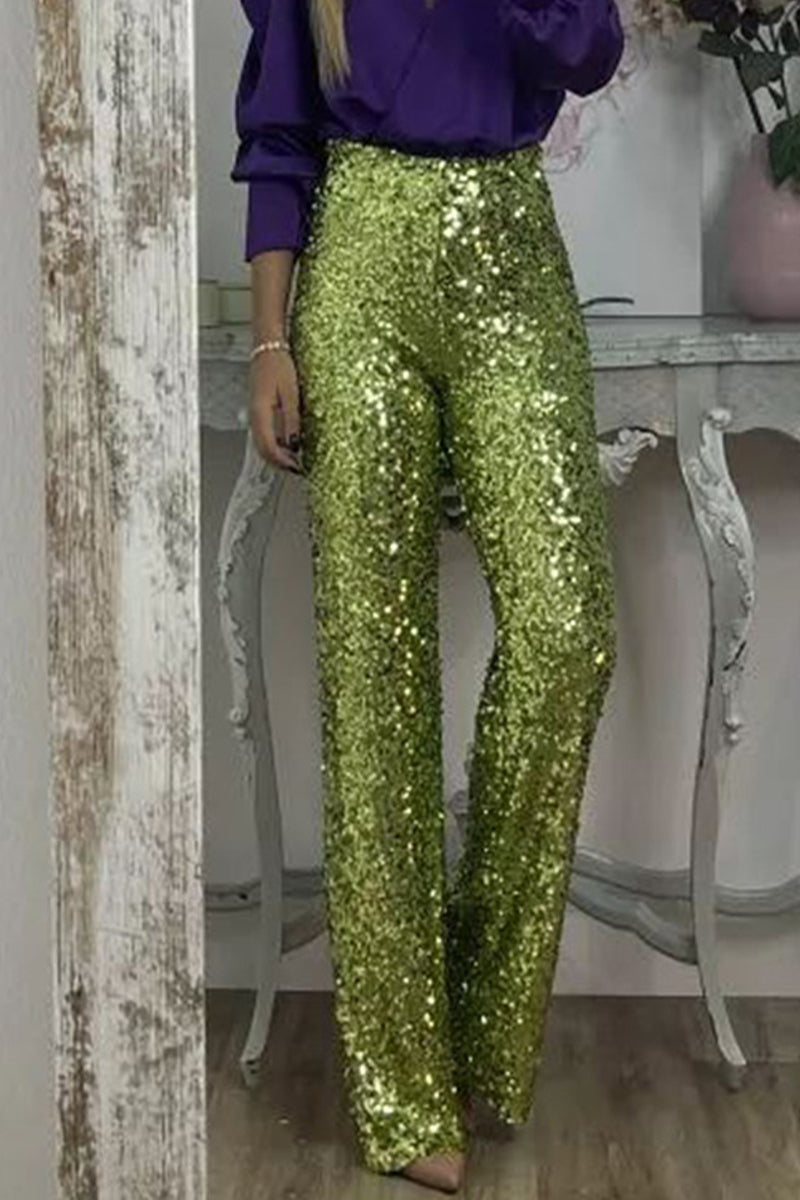 Sequin Straight-Leg Party Pants For Women