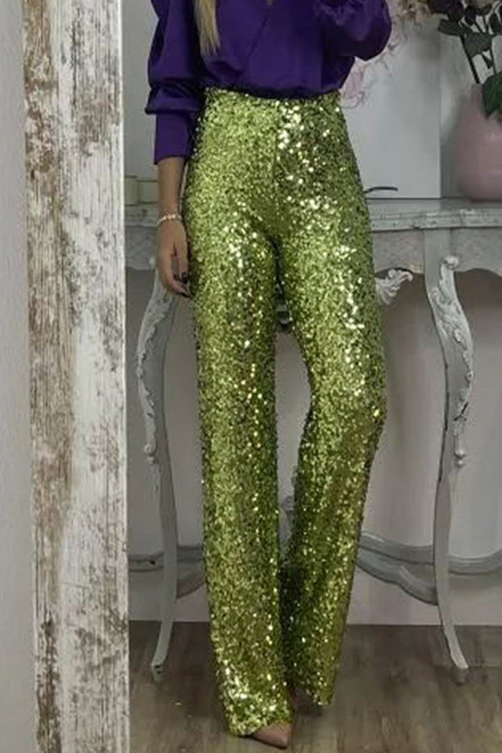 Sequin Straight-Leg Party Pants For Women