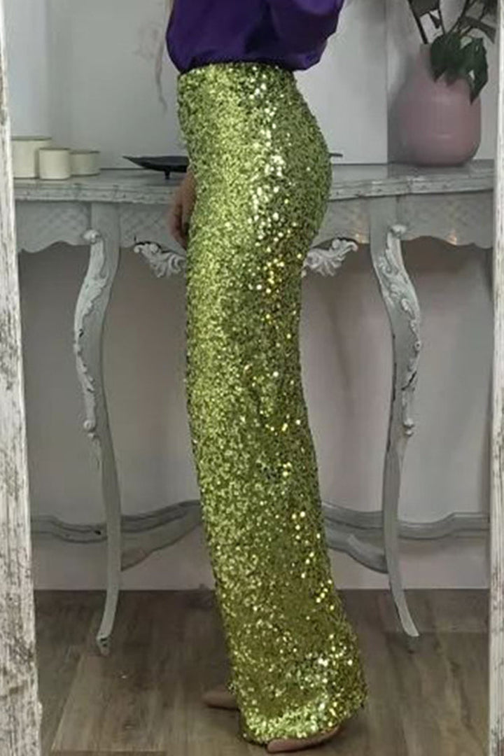 Sequin Straight-Leg Party Pants For Women