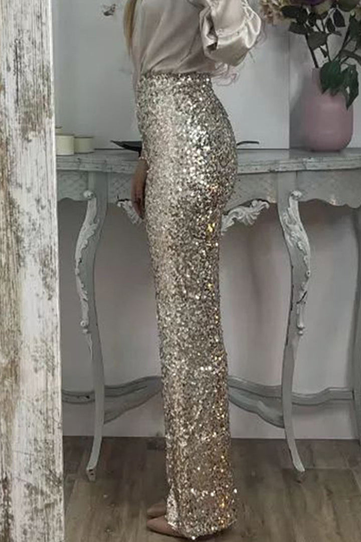 Sequin Straight-Leg Party Pants For Women