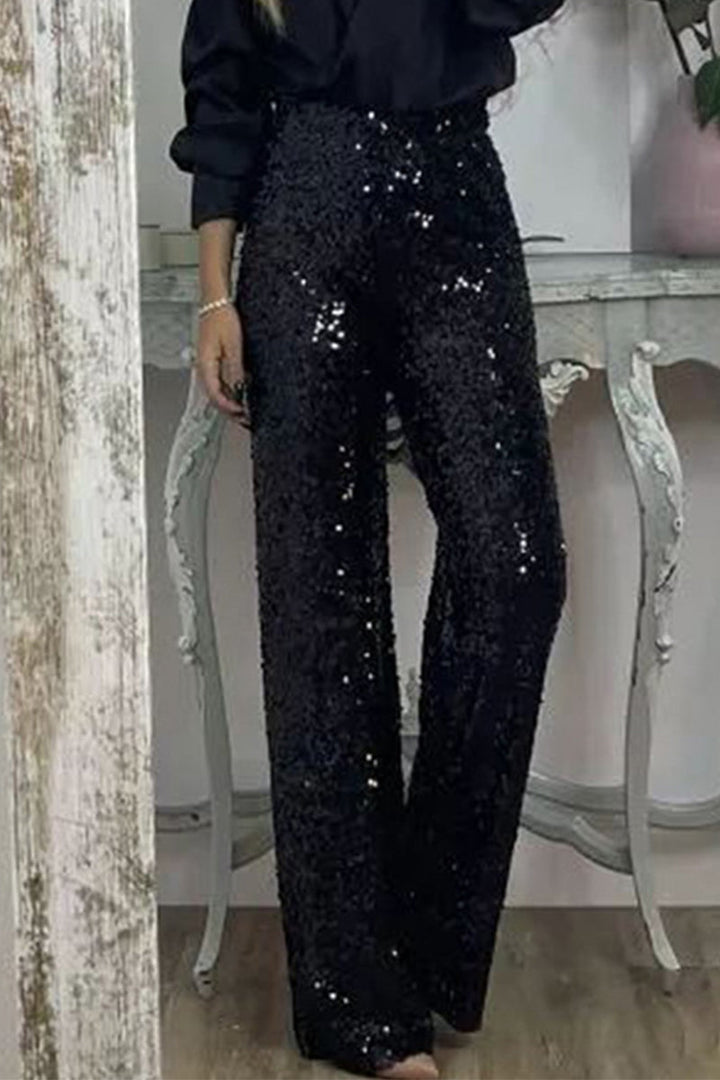 Sequin Straight-Leg Party Pants For Women