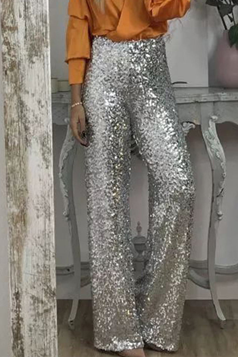 Sequin Straight-Leg Party Pants For Women
