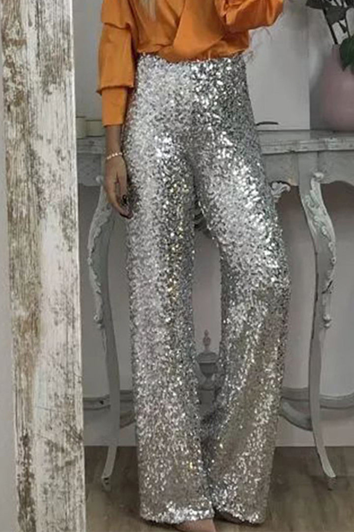 Sequin Straight-Leg Party Pants For Women
