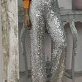 Sequin Straight-Leg Party Pants For Women