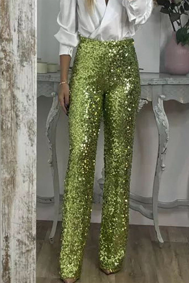 Sequin Straight-Leg Party Pants For Women