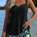 Women's Tummy Control Striped Tankini