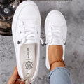 Women's Low Profile Lace-Up Canvas Sneakers Flat