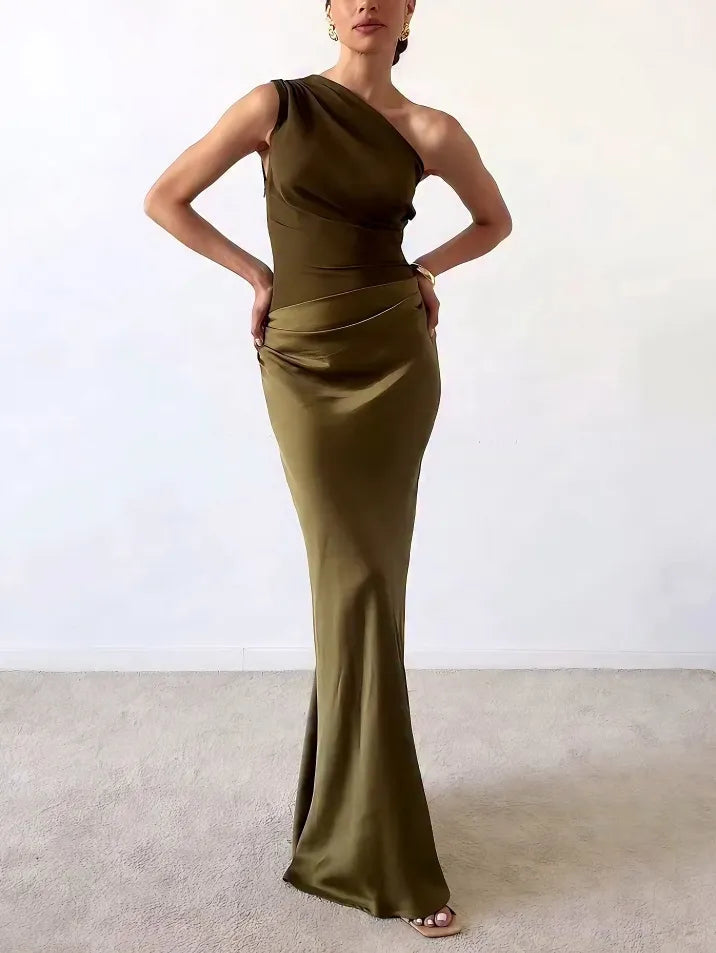 Fall Wedding Guest Pleated Maxi Dress