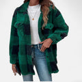 Plush Checkered Sherpa Jacket For Women