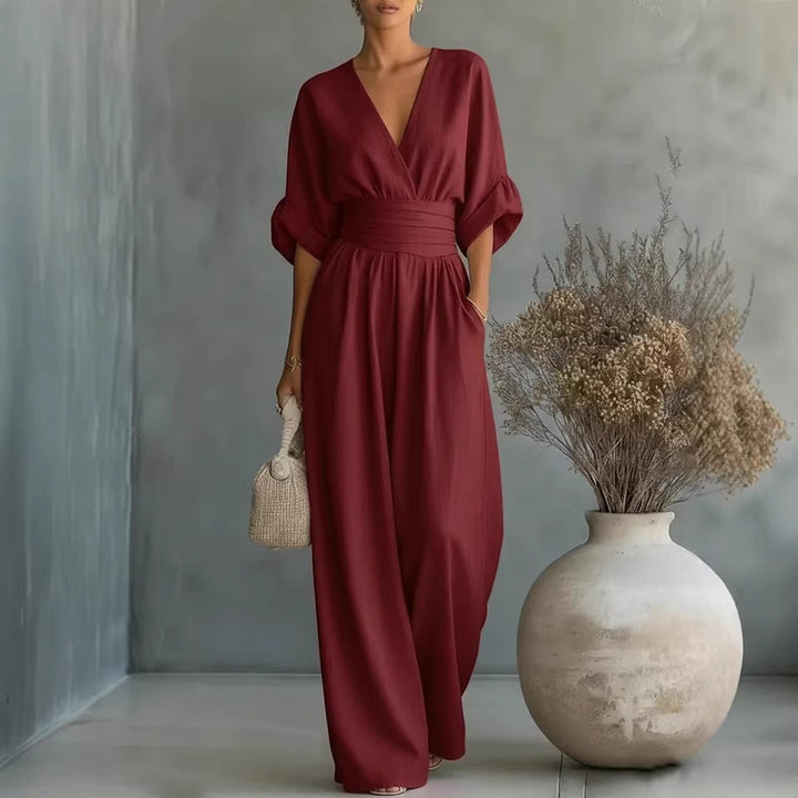 Wide-Leg Linen Jumpsuit For Women