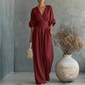 Wide-Leg Linen Jumpsuit For Women