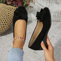 Women's Wedge Ballet Flats Bow Detail Suede Slip On Shoes
