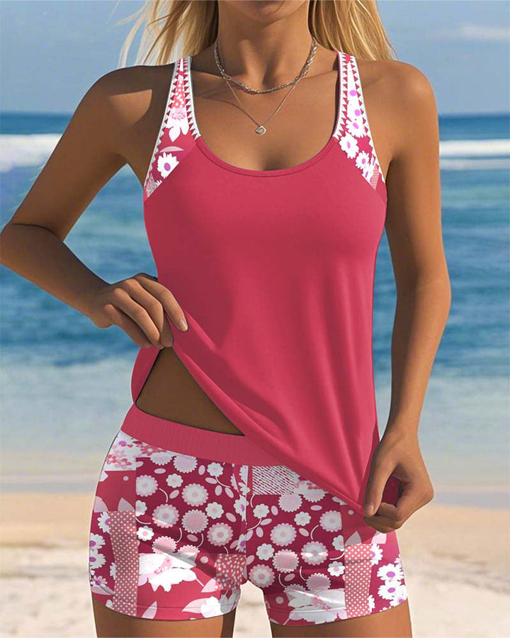 Two-Piece Swimsuit with Comfortable Fit and Floral Beach Style