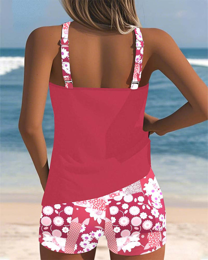 Two-Piece Swimsuit with Comfortable Fit and Floral Beach Style