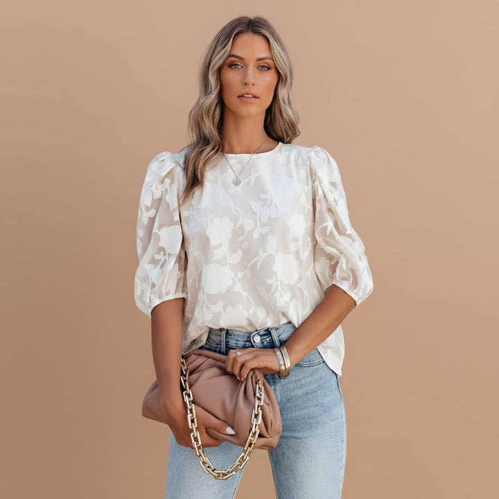 Floral Puff Sleeve Blouse For Women