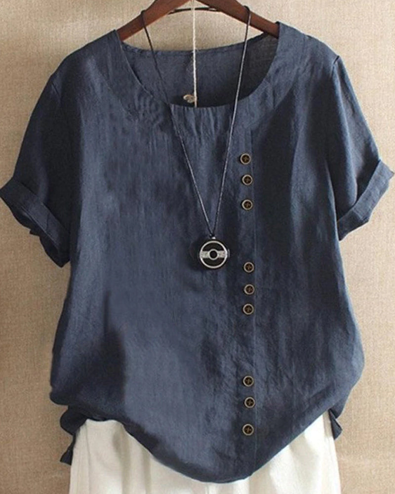Effortless Button Detail Summer Blouse