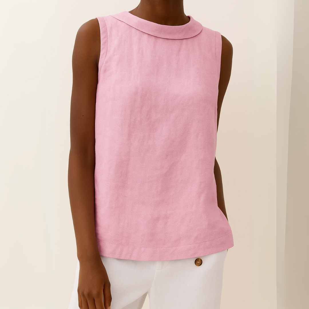 Sleeveless Roll Collar Top