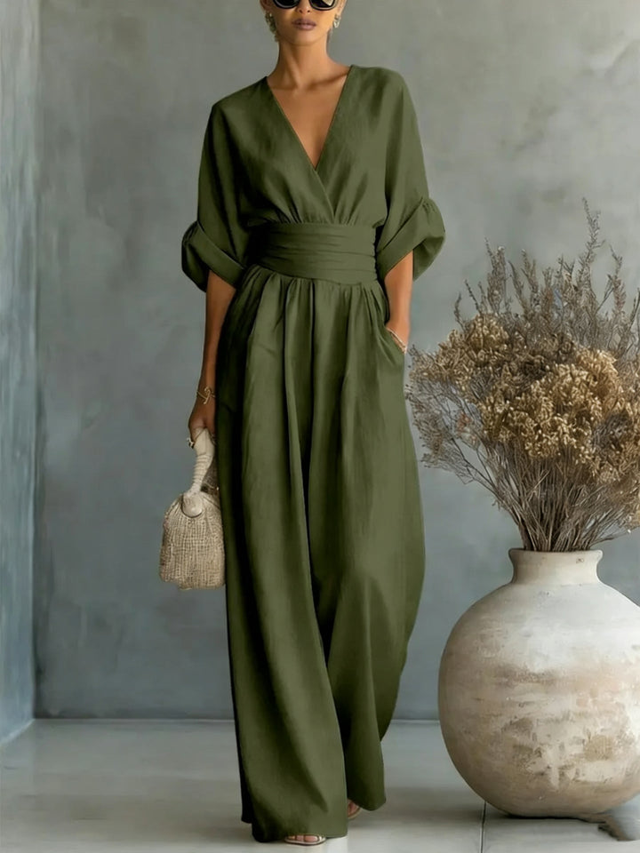 Wide-Leg Linen Jumpsuit For Women