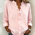 Women's Ruffle V-Neck Long Sleeve Blouse Spring Top