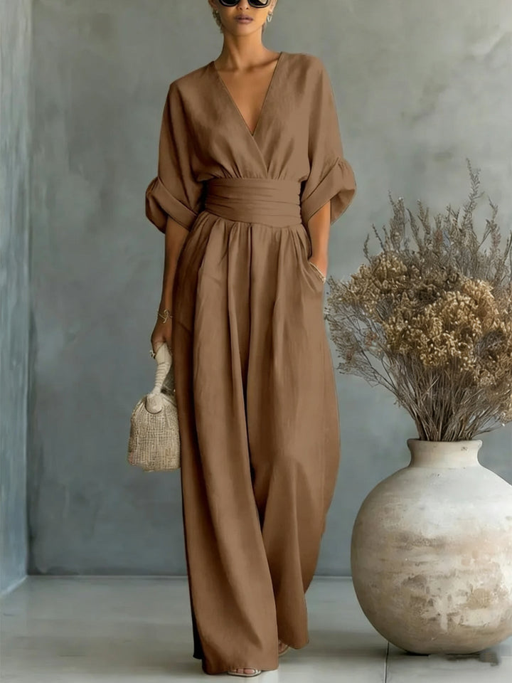 Wide-Leg Linen Jumpsuit For Women