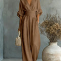 Wide-Leg Linen Jumpsuit For Women