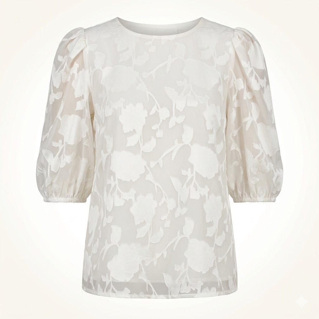 Floral Puff Sleeve Blouse For Women
