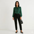 Elegant Tie-Neck Blouse with Satin Finish For Women