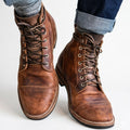 Vintage Leather Lace-Up Boots For Men