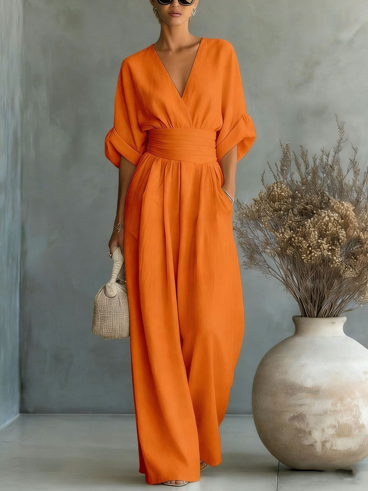 Wide-Leg Linen Jumpsuit For Women