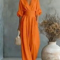 Wide-Leg Linen Jumpsuit For Women