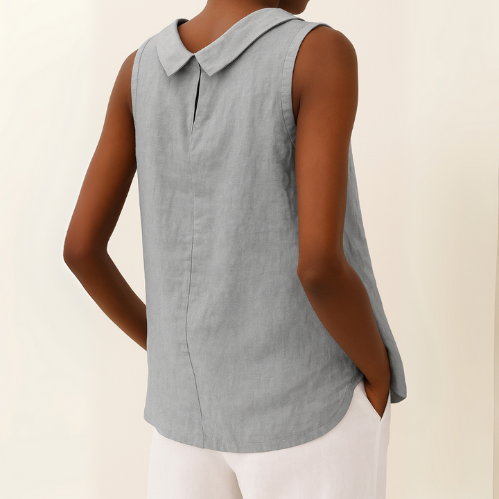 Sleeveless Roll Collar Top