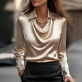 Elegant Shiny Blouse with V-Neck