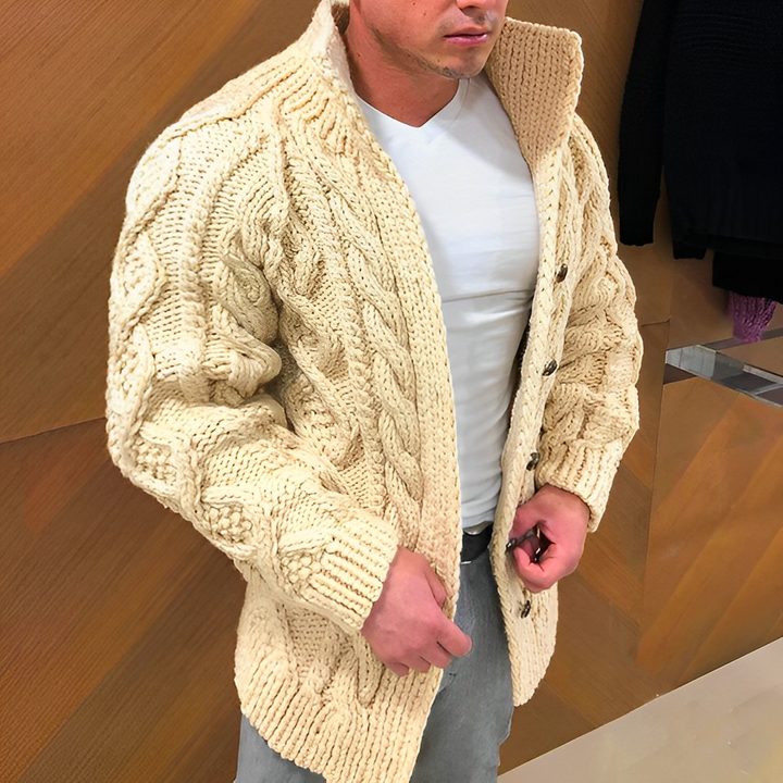 Chunky Knit Zip Cardigan For Men