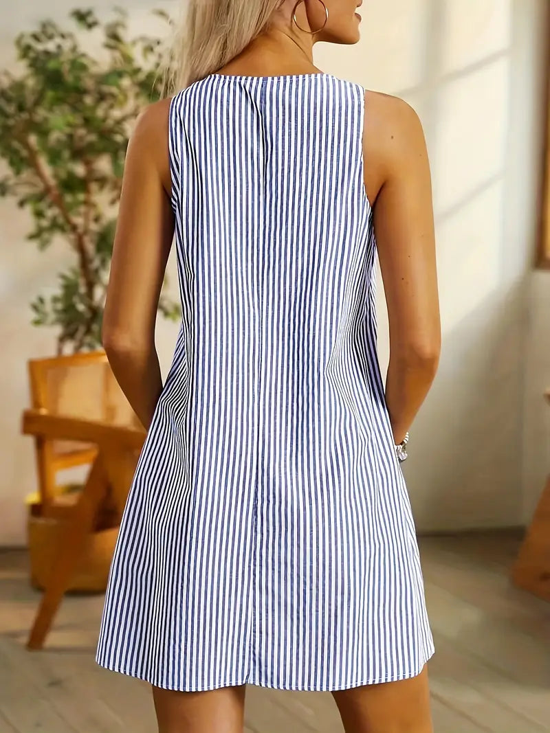 Stylish Striped Summer Dress with Pockets