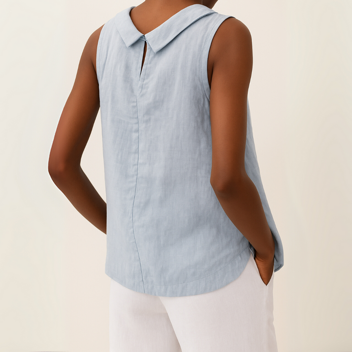 Sleeveless Roll Collar Top