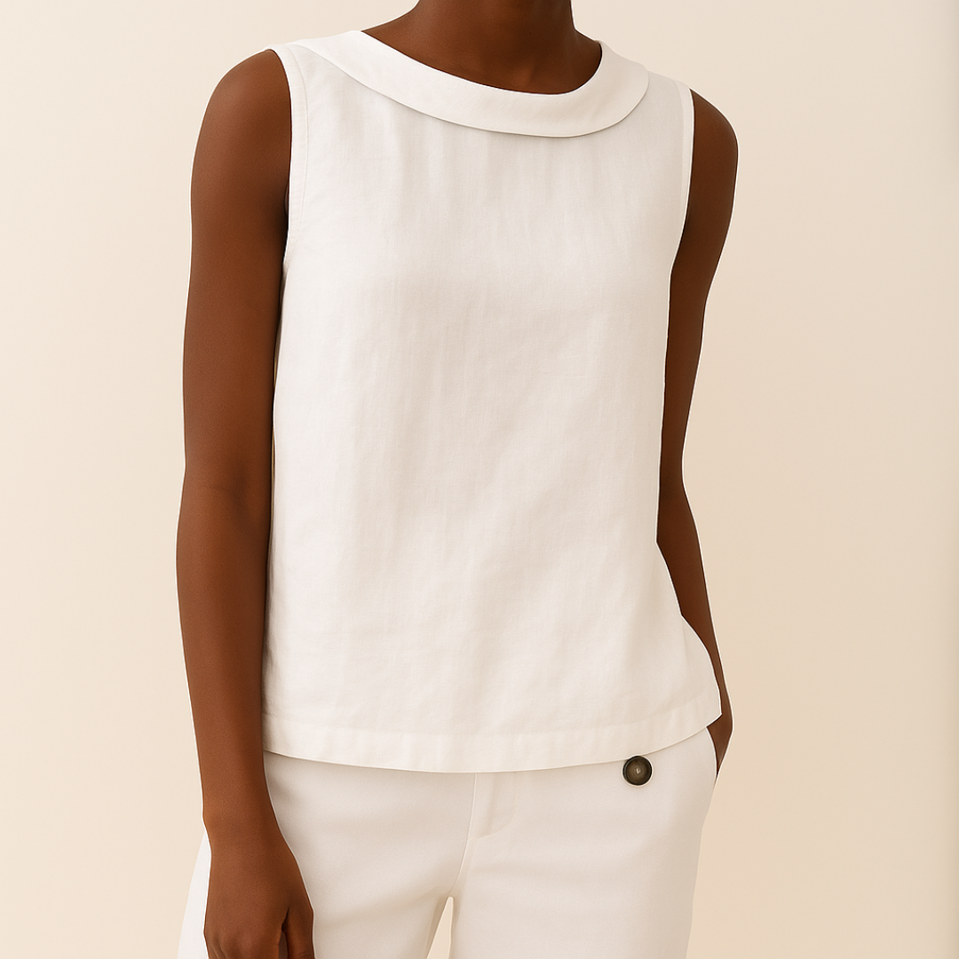 Sleeveless Roll Collar Top