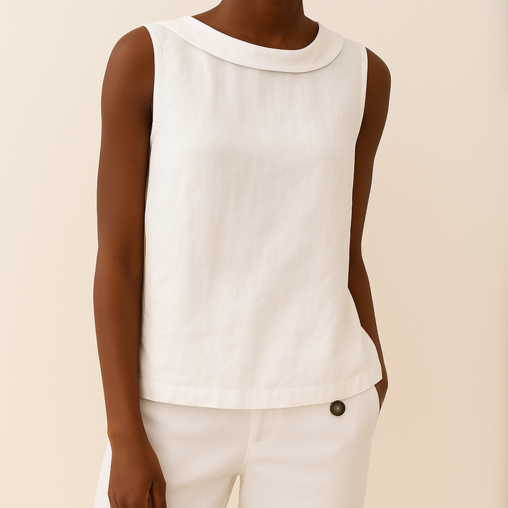 Sleeveless Roll Collar Top