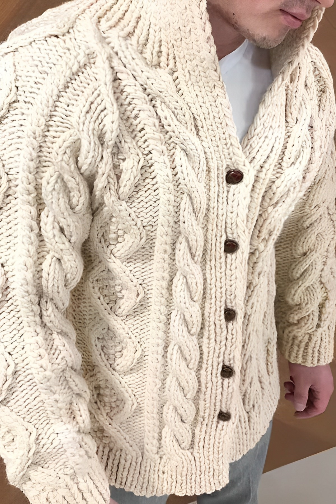 Chunky Knit Zip Cardigan For Men