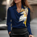 Elegant Shiny Blouse with V-Neck