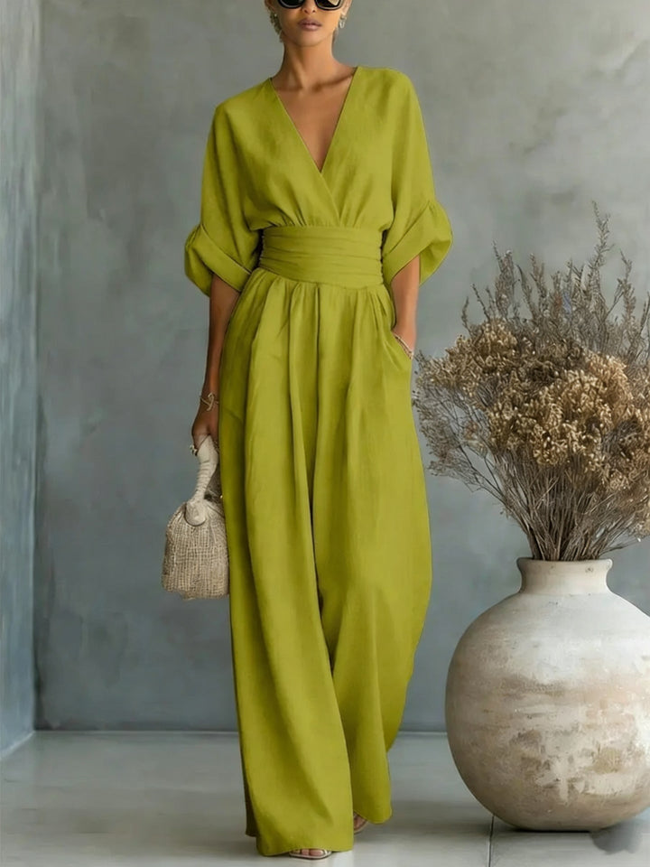 Wide-Leg Linen Jumpsuit For Women