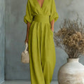 Wide-Leg Linen Jumpsuit For Women