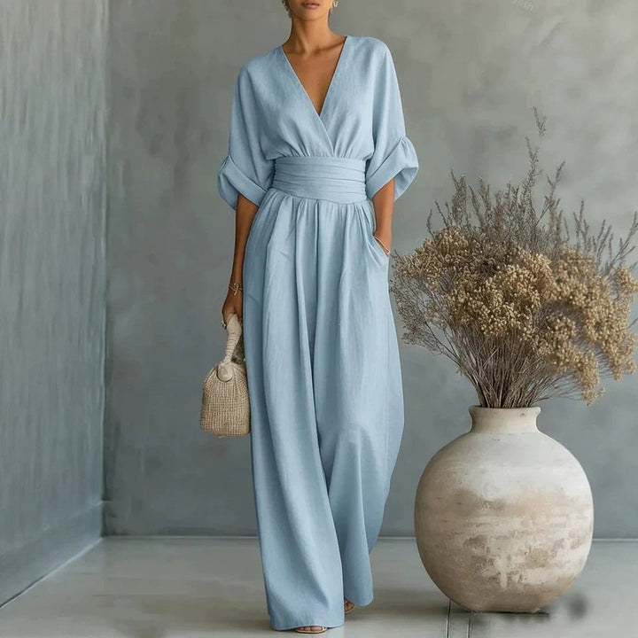 Wide-Leg Linen Jumpsuit For Women