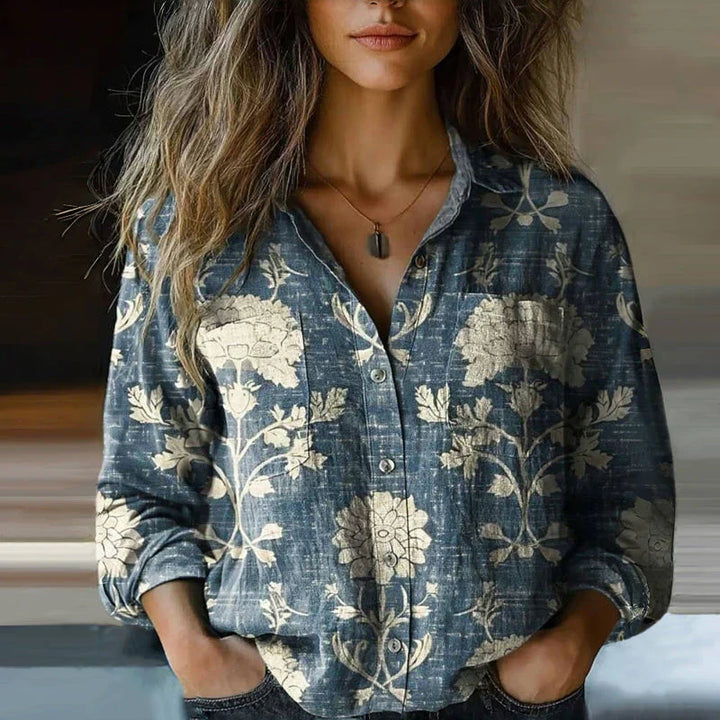 Vintage Bohemian Printed Button Shirt For Women